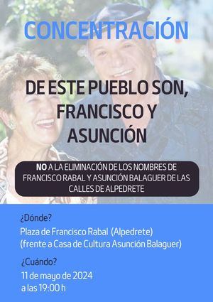 Movilización para restituir los nombres de Asunción Balaguer y Paco Rabal en el callejero de Alpedrete