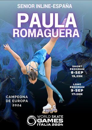 Paula Romaguera, del Club La Vida Sobre Ruedas de Torrelodones, en el Campeonato del Mundo de Patinaje Artístico