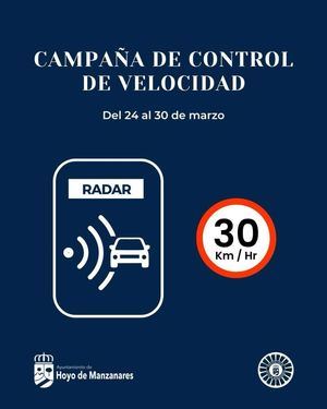 La Policía Local de Hoyo de Manzanares realizará durante esta semana una campaña de control de velocidad en las vías urbanas
