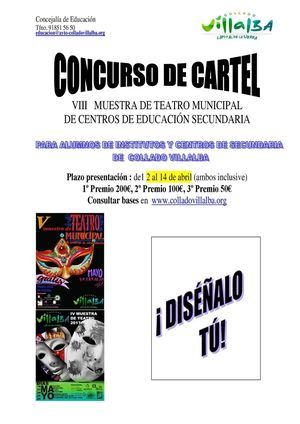 Collado Villalba convoca un concurso para el cartel de la VIII Muestra de Teatro Municipal de Centros de Secundaria