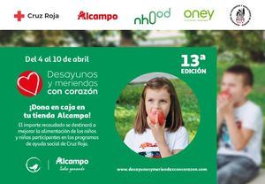 Cruz Roja desarrolla en colaboración con Alcampo una nueva edición de ‘Desayunos y Meriendas Con Corazón’ desde este viernes