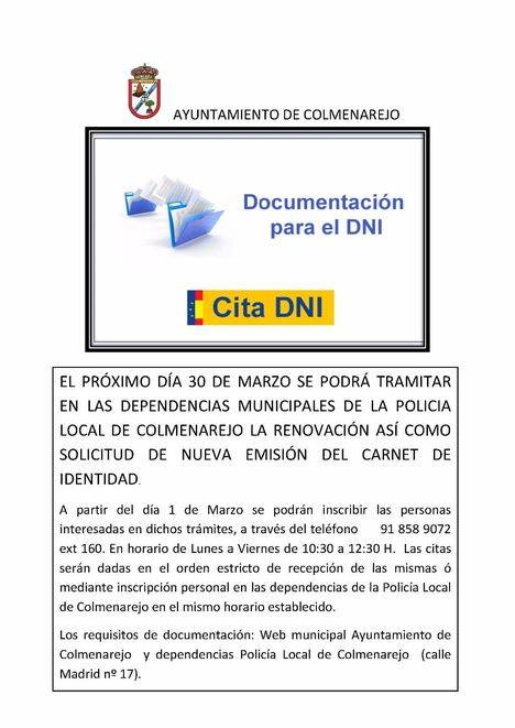 Los vecinos podrán obtener el DNI en las dependencias municipales