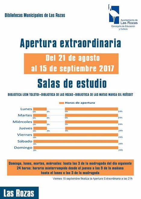 Las bibliotecas de Las Rozas amplían su horario de cara a los exámenes de septiembre