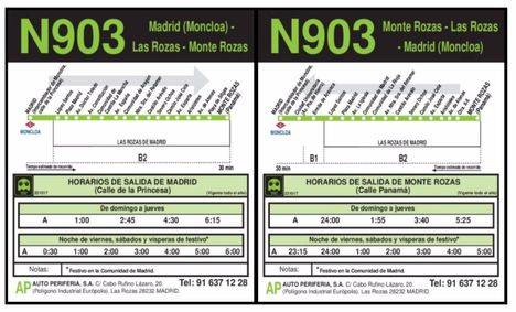 La línea N903 tendrá dos nuevas paradas en el barrio de El Torreón de Las Rozas