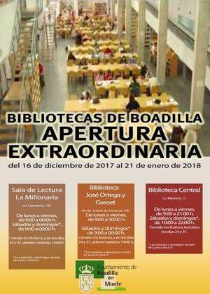 Apertura extraordinaria de las bibliotecas de Boadilla hasta el 21 de enero
