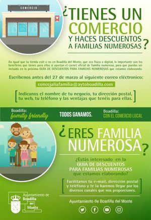 Guía de comercios que ofrecen descuentos a familias numerosas