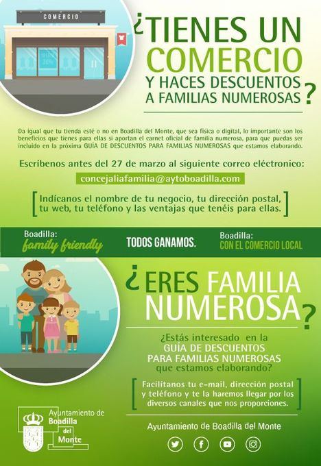 Guía de comercios que ofrecen descuentos a familias numerosas