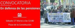 Concentración en defensa de las pensiones el sábado a mediodía en Torrelodones