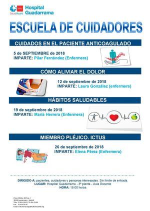 La Escuela de Cuidadores del Hospital Guadarrama recupera su actividad en septiembre