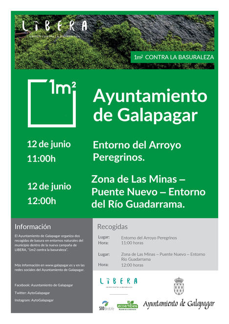 Galapagar organiza dos recogidas de basura en entornos naturales dentro de la campaña LIBERA