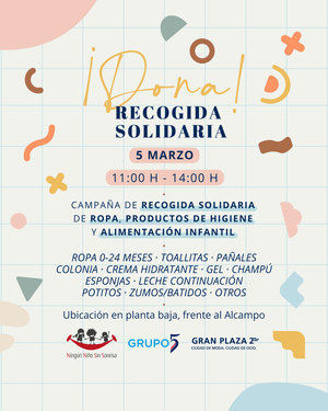 Recogida solidaria de ropa, productos de higiene y alimentación infantil en Gran Plaza 2