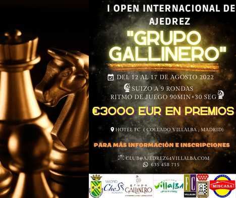 Abierto el plazo de inscripción en el I Open Internacional de Ajedrez ‘Grupo El Gallinero’ de Collado Villalba