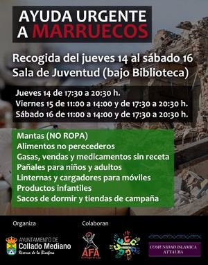 Campaña de recogida de material humanitario para Marruecos en Collado Mediano