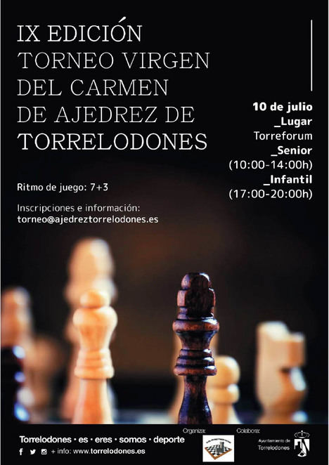 Este sábado, 10 de julio, Torrelodones acoge el IX Torneo Virgen del Carmen de Ajedrez