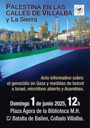 La Plataforma La Sierra con Palestina celebrará un acto informativo este domingo
