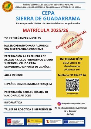 El CEPA Sierra de Guadarrama abre la matriculación para el curso 2025-2026