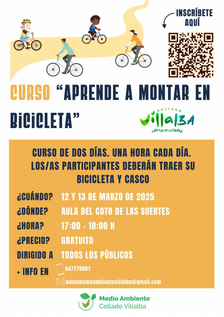 Collado Villalba ofrece un curso gratuito para aprender a montar en bicicleta