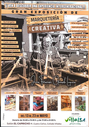 El Salón El Capricho de Collado Villalba acoge una original exposición de marquetería creativa