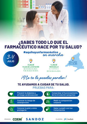 El autobús de la campaña ‘Aquí hay un farmacéutico en marcha’ visita Collado Villalba esta semana