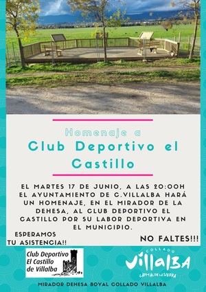 El Ayuntamiento de Collado Villalba invita a participar en el homenaje al Club Deportivo El Castillo