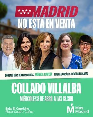 Más Madrid celebra en Collado Villalba el acto comarcal 'Madrid no está en venta', con la ministra Mónica García