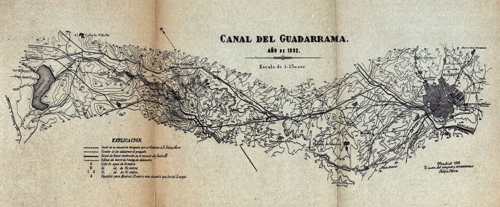 Mapa histórico sobre el trazado del Canal del Guadarrama remitido por el PSOE de Torrelodones